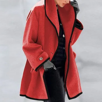 Womens Moda Inverno Cardigan Ocasional Quebra-Vento Casaco De Lã Quente Solta Sobretudo Coreano Trincheira Jaquetas Chamarras Para Mujeres