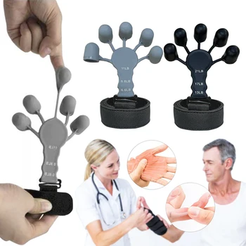 Silicone Exercício De Força De Pulso 6 Resistentes Ao Nível Dedo Exercício Aperto De Mão De Banda De Resistência Treino Mão Garra