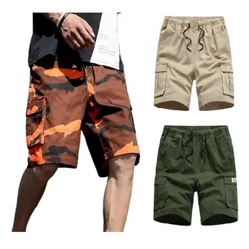 Exterior do Comprimento do Joelho, Calças de Camuflagem Shorts Homens de Carga Solta Shorts Multi-pocket 8 Cores Tamanho M-9XL