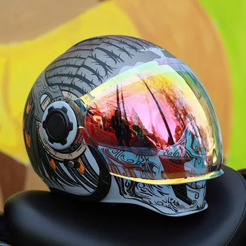 CYRIL retro capacete Preto Guerreiro combate homens e mulheres de moto metade capacete de quatro-temporada capacete de moto calor de inverno