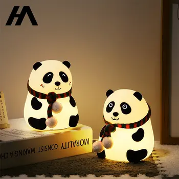2023 Led Bonito dos desenhos animados de Silicone Panda Lâmpada USB Sensor de Toque Colorido Quarto de Luz de Cabeceira a Luz da Noite para Crianças de presente