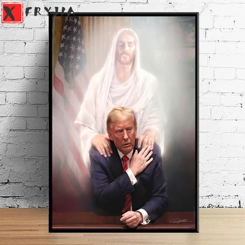 Bordado de diamante Jesus Cristo e de Donald Trump, Completa Praça de Diamante redondo Mosaico de Arte, Pintura, Ponto Cruz na Parede Decoração