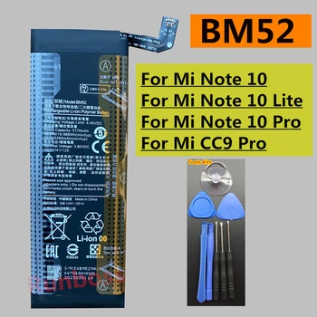 Original BM52 5260mAh Bateria Para o Xiaomi Mi Nota 10 Lite 10Lite , Mi Nota 10 Pro M1910F4S, M1910F4G , CC9pro CC9 Pro M1910F4E