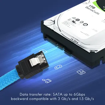 50CM SATA 3.0 III SATA3 7pin Cabo de Dados 6Gb/s SSD Cabos HDD Disco Rígido Cabo de Dados com Nylon de Manga Versão Premium(Azul)