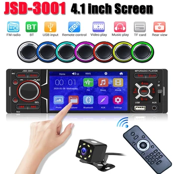 JSD-3001 auto-Rádio Multimédia 1 DIN, Leitor de Vídeo de 4,1 polegadas Touch Screen Bluetooth compatível com o AUX do Auto Estéreo Unidade principal Cabo AUX