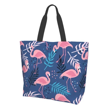 Sacola para as Mulheres Tropical Flamingo Sacos de Compras Reutilizáveis, Bolsa de Praia
