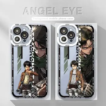 Anime Ataque Titan Limpar a caixa do Telefone 15 14 13 12 11 Pro Max Mini XR XS Max X XS 7 8 6 6S Mais SE 2022 Olhos de Anjo Funda