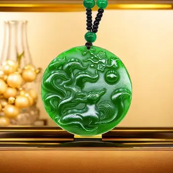Jade Fox Pingente Chinês Amuletos Jasper Natural Amuleto Designer Talismãs Verde Jóias, Colares De Acessórios De Moda Necklace