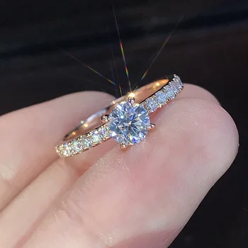 Simulado do Zirconia Anel de Moda as Mulheres Anéis Garras de Design de Cristal de Zircão Anéis de Noivado para Mulheres Femininas de Jóias de Casamento Presente