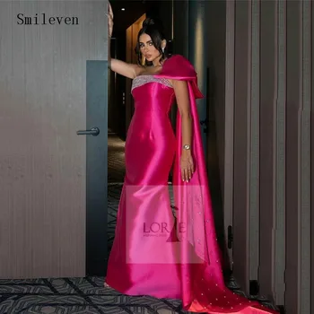 Smileven Cor-De-Rosa Sereia Vestidos De Um Ombro Vestido De Baile Arábia Saudita Fora Do Ombro Moderno Vestido De Festa 2023