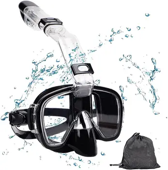 Profissional Óculos de Mergulho para Adultos e Crianças Anti-fog de Máscara Snorkel Dobrável Tubo de respiro de Natação Óculos de Visão de 180 Graus