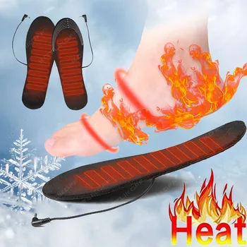 USB Elétrico Alimentado, Aquecido Palmilha Inverno Quente Insere Em Sapatos Com a Secretária de Esportes ao ar livre Aquecimento Térmico Palmilhas Aquecedor de Pés