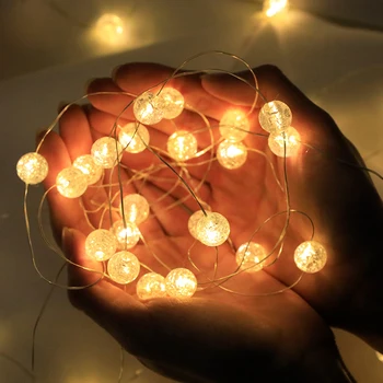 1M LED Ball Seqüência de Luzes Alimentado por Bateria de Cristal Crack Garland Luzes de Fadas Para o Natal Festa de Ano Novo Decorações de Iluminação