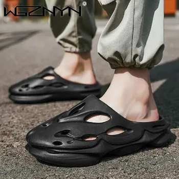 Homens Chinelos de Verão Macia em EVA Praia Buraco Sapatos Exterior Mulheres Slide antiderrapante tingido Designer Personalizado Oco Sapatos de 36 a 45