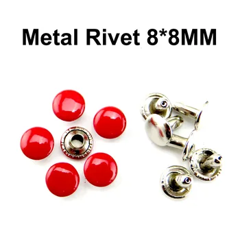 50PCS Metal Vermelho Rebite 8MM Botões de Costura, Roupas de Saco de Acessórios de Tênis de Rebites se Encaixa MR-051T
