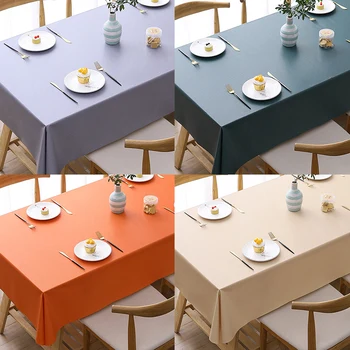 Toalha de mesa de cor sólida à prova d'água, resistente a óleo, escalde resistente, e de lavagem de tecido livre de chá toalha de mesa retangular de PVC