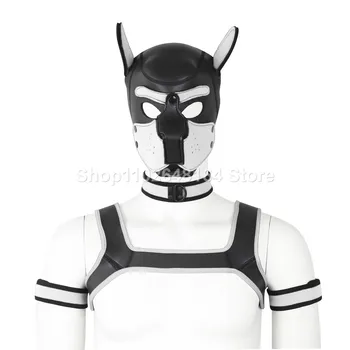 Destacável cachorro chapéu, máscara facial e colar no peito cinto de segurança cão de role-playing terno