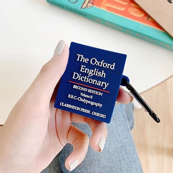 Dicionário Oxford Caso de Silicone Anti Queda Proteger Capa Para Apple Airpods 1 2 pro Cobrar Caixa de Chaveiro Engraçado 3D Livro Acessórios