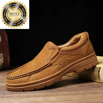Ocasional dos Homens Novos Sapatos 100% Couro Genuíno Couro Conjuntos de Negócio Macio e Confortável Formal de Grande Tamanho