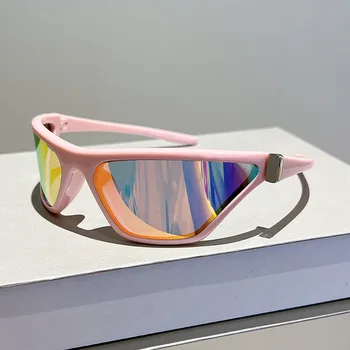A moda Punk Óculos sem aro Cyberpunk Gradiente Eléctrico Óculos de sol UV400 Homens Mulheres Bicicleta de Condução ao ar livre Óculos de Sol