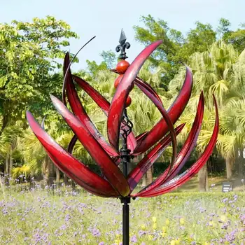 Harlow Vento Giratório em Metal Moinho de vento 3D da energia Eólica Escultura Cinética Gramado Metal Vento Solar Spinners Quintal e Jardim Decoração