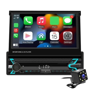 Rádio FM HD Portátil Estéreo do Carro de 7 Polegadas auto-Rádio compatível com Bluetooth sem Fio Carplay Android Auto 1 Din Câmara de marcha à ré FM AM