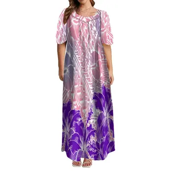 2023 Polinésia Moda Casual feminina de Vestido de Saia Cheia de Festa de Festa Personalizado Vestido de Decote Baixo Temperamento Elegante Vestido