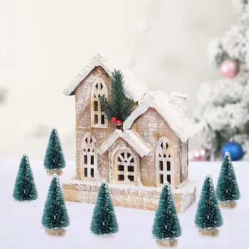 12 PCS/pacotes Prata, Ouro Verde de Fibras de Sisal Mini Árvore de Natal Modelo de Brinquedos de DIY Processo de Trabalho de Decoração, Ornamento de Natal