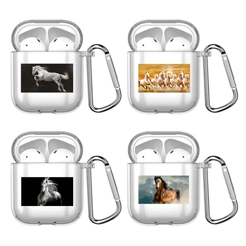 Cavalo de Grande Beleza Galopante Case Para Apple Airpods 1 ou 2 Tampa à prova de Choque Para AirPods 3 Pro Pro2 Transparente Fone de ouvido Casos