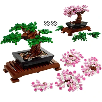 Bonsai Árvore de Ajuste 10281 Buquê de Flores Perpétua 3d Conjunto de blocos de Construção Tijolos Modelo de Decoração de Casa de Planta em Vaso de Brinquedo Infantil Presente