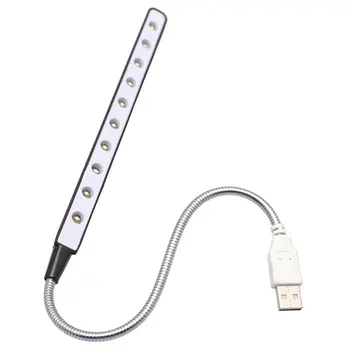 Flexível Ultra Brilhante Mini 10 LEDS de Luz USB do Metal Material do Computador Lâmpada de Leitura Para PC Computador Portátil