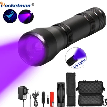 UV Lanterna Zoomable Função da Tocha Urina de animais de Estimação Detector de Manchas de Escorpião Mini Luz UV usam 18650 Bateria Lâmpada UV