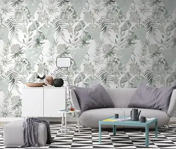 Papel de parede personalizado Nórdicos, pintados à mão, de plantas tropicais, geométricas completo da imagem de PLANO de fundo, pintura de decoração de parede 3d papel de parede