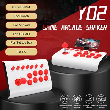 Novo Y02 sem Fio Retro de Jogos de Arcade de Controle de Balancim para P4 Interruptor Controlador de PC/TV/Android Joystick Shaker Gamepad Acessórios