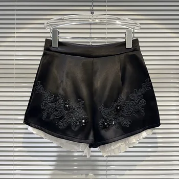2023 Outono de Nova Renda Bordada Shorts para Mulheres Brilhante Rosto Shorts Curtos de Moda feminina de Todas-a Correspondência de Shorts