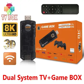 X8 Caixa de TV Android Jogo de Console Duplo Sistema Quad-core sem Fio Controlador de Jogo de Stick 8K 10000Games Instalado para PS1/GBA/GBA