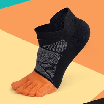 Puro Algodão Cinco Dedos Meias Homens Esportes Confortável Respirável Shaping Anti Fricção Meias masculinas Com os Dedos dos pés UE 39-46