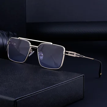 De FEVEREIRO de Alta Qualidade de Design Vintage Clássico UV400 Óculos de Armação de Metal Quadrado Gradiente Colorido Dupla Ponte de Óculos de sol