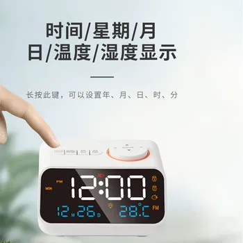 Relógio LED Mordern FM Rádio de Cabeceira para Despertar. Digital, Calendário de Mesa com Termômetro a Temperatura Umidade Higrômetro