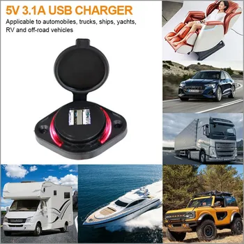 12-24V 3.1 UM Dual USB, Carregador de Tomada de Adaptador de Carga para Montagem em Painel para Moto, Carro, Barco ATV UTV Campista Caravanas