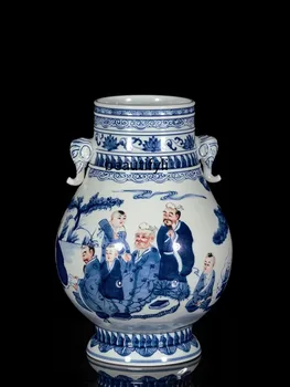 Vaso de Decoração Sala de estar de Casa Enfeite Azul e a Branca da Porcelana do Vaso Chinês Ameixa Vaso Arranjo de Flor Antiga Cerâmica