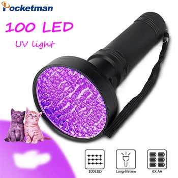 100 LED 9 LED UV Lanterna 395nm Luz Negra, Lanternas de Ultravioleta Tocha de Luz UV Detector de Seca, Urina de animais de Estimação Manchas Cama Erro
