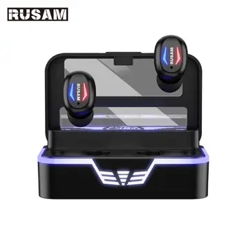RUSAM Original T25 TWS Fone de ouvido sem Fio Bluetooth 5.2 Fones de ouvido Esporte Impermeável Fones de ouvido de Redução de Ruído Fones de ouvido com Microfone