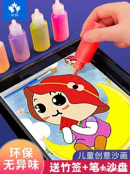 Areia de Pintura para Crianças com Areia Colorida Pintura Diy Ferramenta Scratch Conjunto de Brinquedos de Meninos E Meninas.