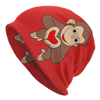 Curious George Está no Coração Skullies Beanies Caps Unissex Rua de Inverno Tricô Quente Chapéu de Macaco Adulto Séries de TV Bonnet Chapéus