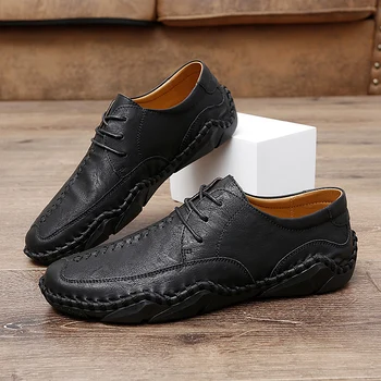 Couro genuíno Homens Trajes Casuais Sapatos de marcas de Luxo Mens Sapatos Respirável Escorregar no italiano Condução Sapatos