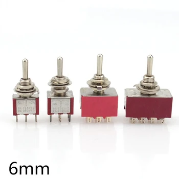 6mm MTS-102/103/202/203/402/403 2 pinos 3 6pin 9pin 12 pinos mini interruptor ON-OFF-ON