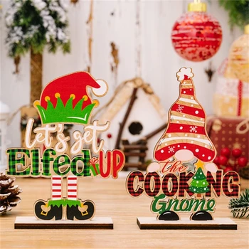 2 PcsElfed e Cozinhar Gnome Mesa de Natal ambiente de Trabalho Enfeite para a Casa da Janela