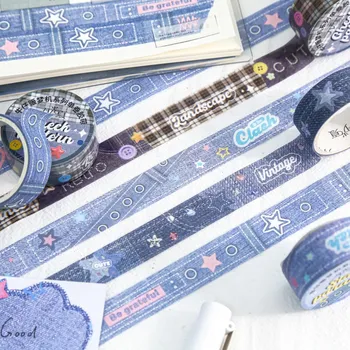 3M Kawaii Estrelas Jeans Coração de Amor da série Washi Tape Scrapbooking Decorativos, Fitas Adesivas de Papel Japonês de papel de carta Adesivo