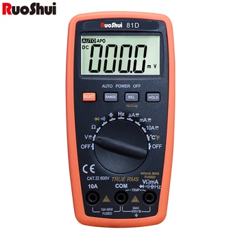 RuoShui 81D Mini Multímetro Digital 3999 Conta True RMS Temperatura, Capacitância, Frequência de Diodo Testador Automático Gama Multimetro